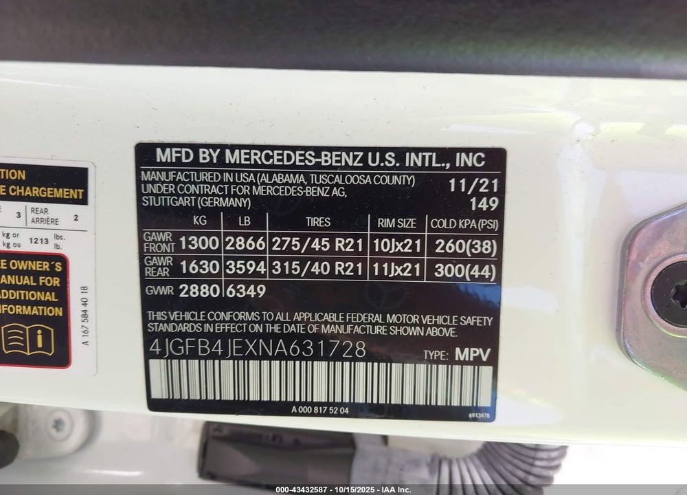 2022 MERCEDES-BENZ GLE 350 VIN: 4JGFB4JEXNA631728