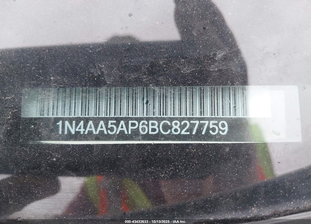 2011 NISSAN MAXIMA VIN: 1N4AA5AP6BC827759