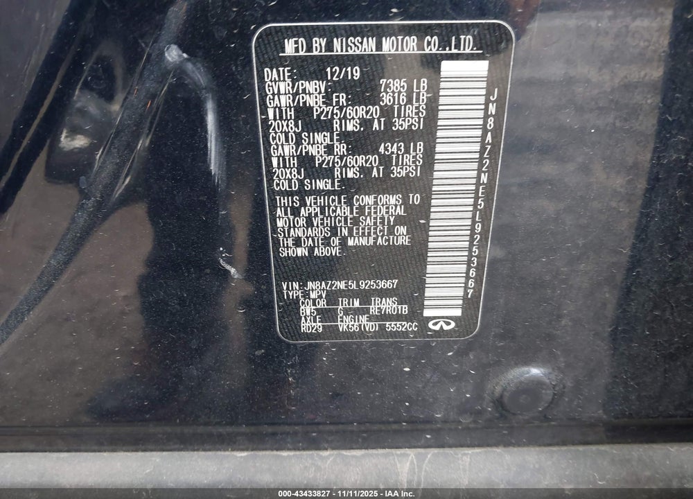 2020 INFINITI QX80 VIN: JN8AZ2NE5L9253667