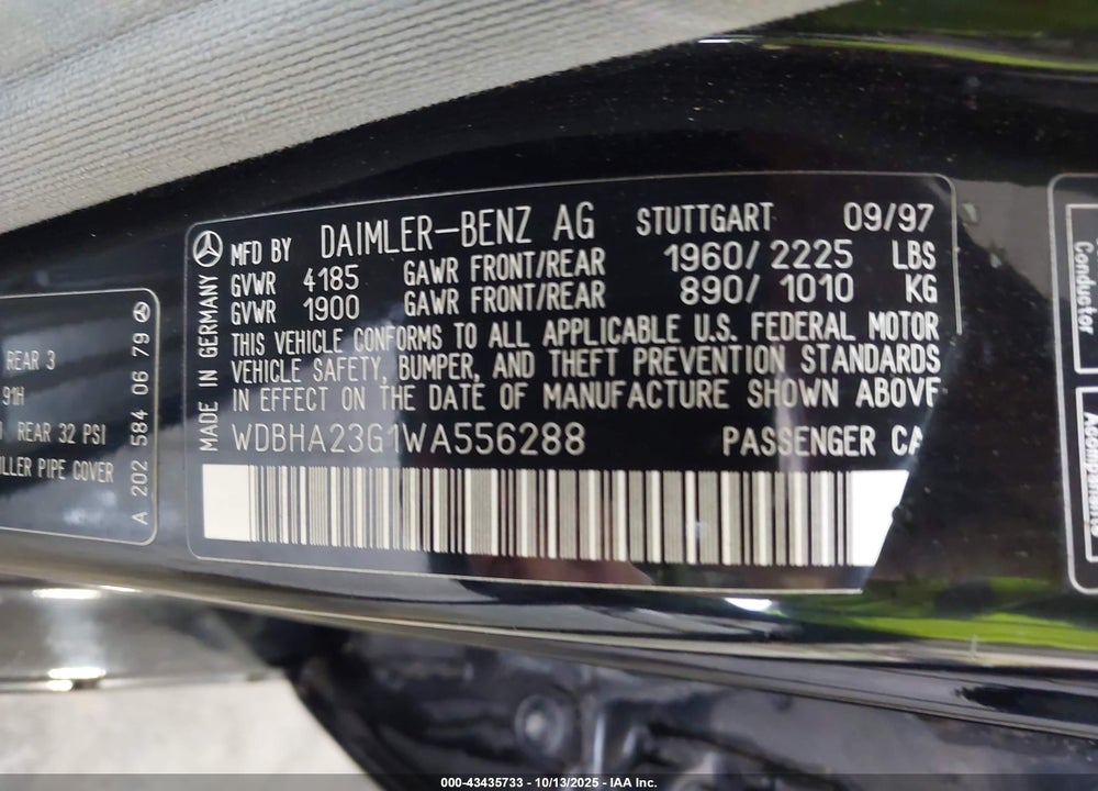 1998 MERCEDES-BENZ C 230 VIN: WDBHA23G1WA556288