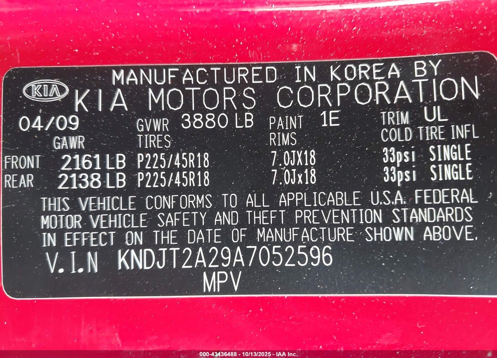 2010 KIA SOUL SPORT VIN: KNDJT2A29A7052596