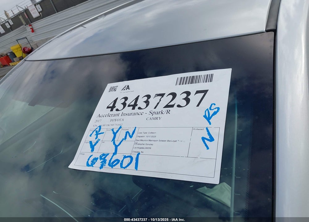 2017 TOYOTA CAMRY LE VIN: 4T1BF1FK7HU751652