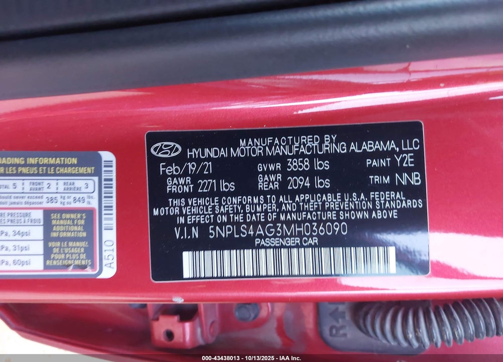 2021 HYUNDAI ELANTRA VIN: 5NPLS4AG3MH036090
