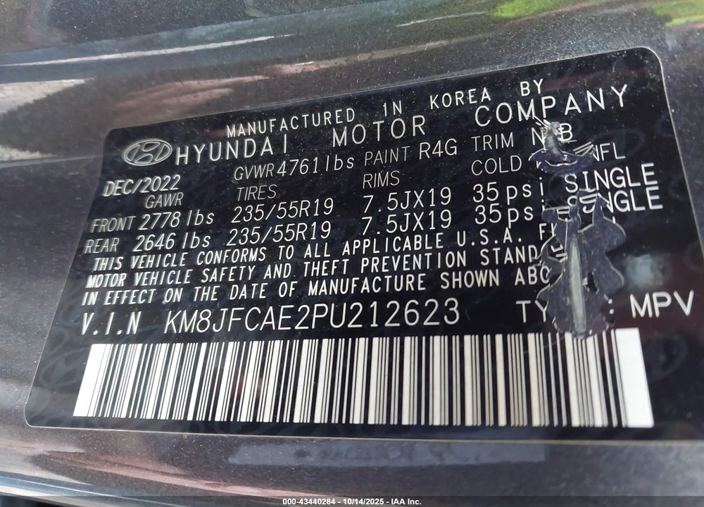2023 HYUNDAI TUCSON VIN: KM8JFCAE2PU212623