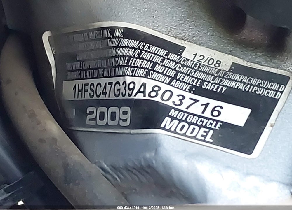 2009 HONDA GL1800 VIN: 1HFSC47G39A803716