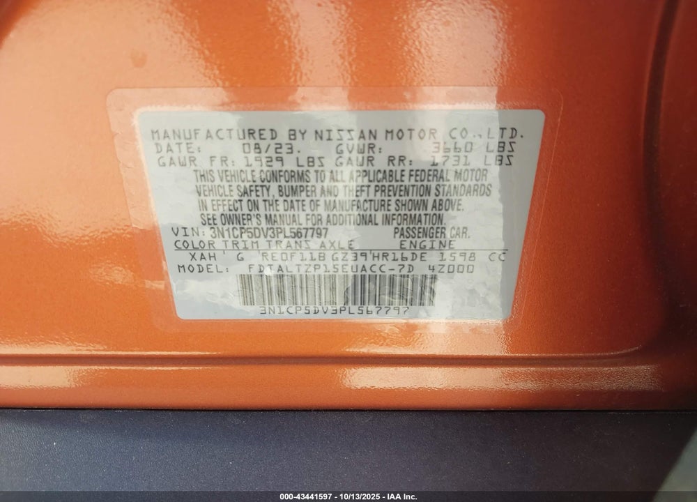 2023 NISSAN KICKS VIN: 3N1CP5DV3PL567797