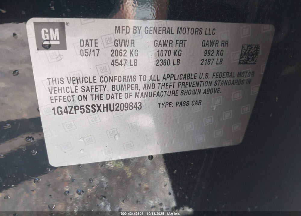 2017 BUICK LACROSSE ESSENCE VIN: 1G4ZP5SSXHU209843