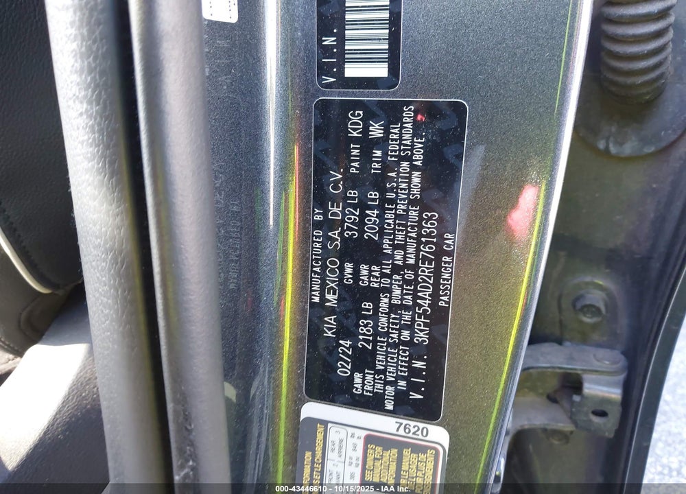 2024 KIA FORTE VIN: 3KPF54AD2RE761363