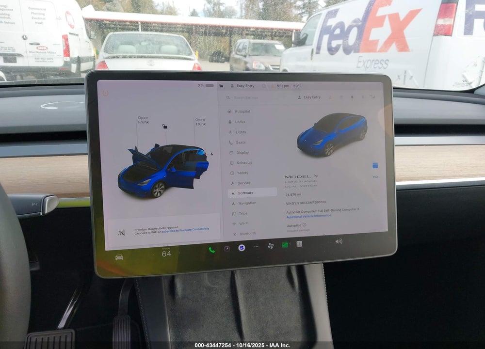 2021 TESLA MODEL Y LONG RANGE DUAL MOTOR ALL-WHEEL DRIVE VIN: 5YJYGDEE5MF260055