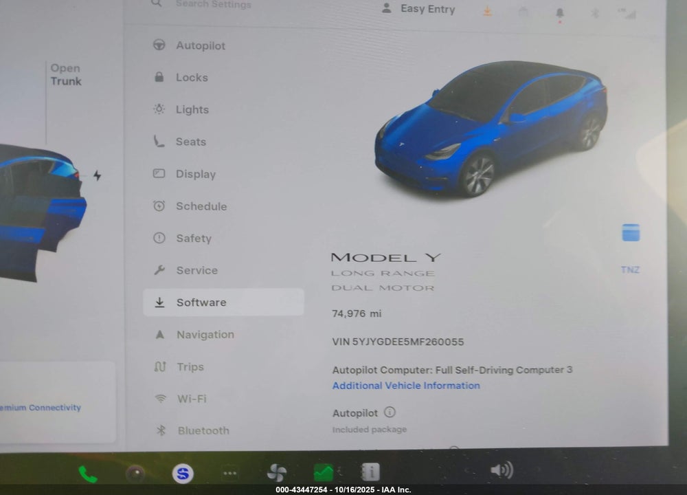 2021 TESLA MODEL Y LONG RANGE DUAL MOTOR ALL-WHEEL DRIVE VIN: 5YJYGDEE5MF260055