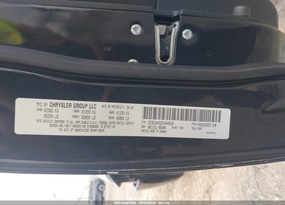 2014 DODGE CHARGER POLICE VIN: 2C3CDXAG2EH346628
