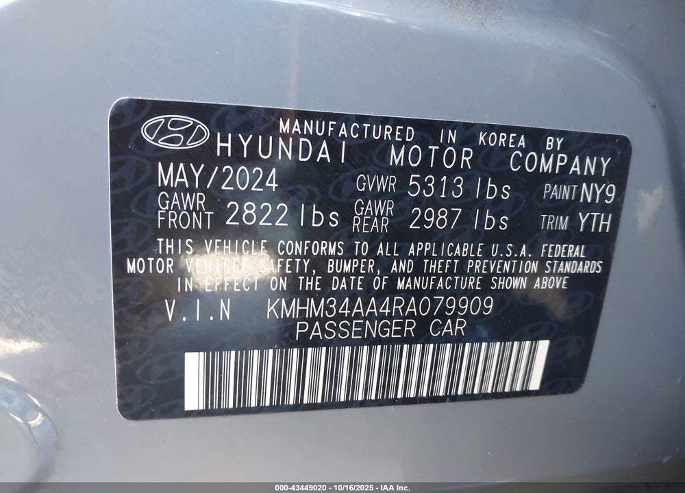 2024 HYUNDAI IONIQ 6 SEL VIN: KMHM34AA4RA079909