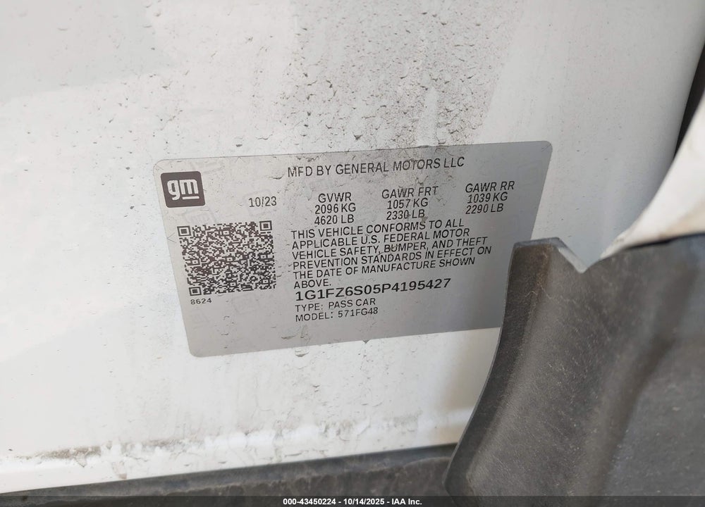 2023 CHEVROLET BOLT EUV VIN: 1G1FZ6S05P4195427