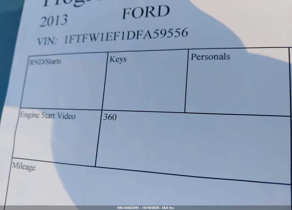 2013 FORD F-150 VIN: 1FTFW1EF1DFA59556