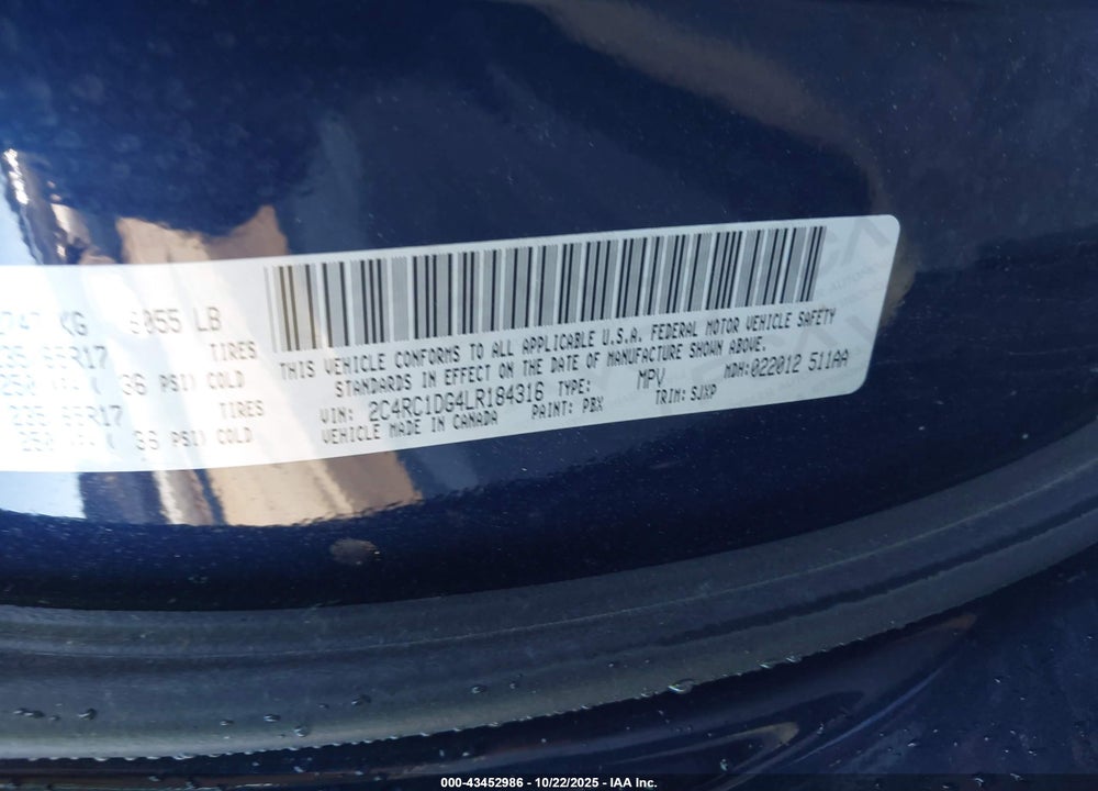 2020 CHRYSLER VOYAGER LXI VIN: 2C4RC1DG4LR184316