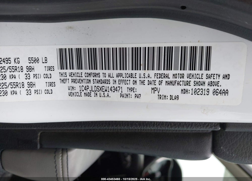 2014 JEEP CHEROKEE LIMITED VIN: 1C4PJLDSXEW143471