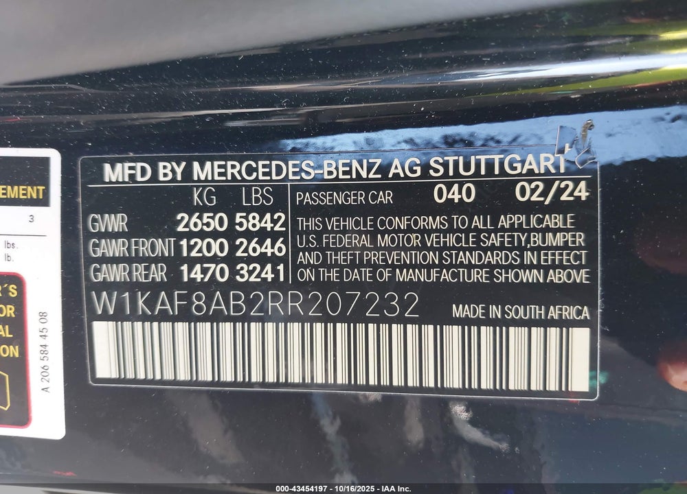 2024 MERCEDES-BENZ AMG C 63 S E PERFORMANCE VIN: W1KAF8AB2RR207232