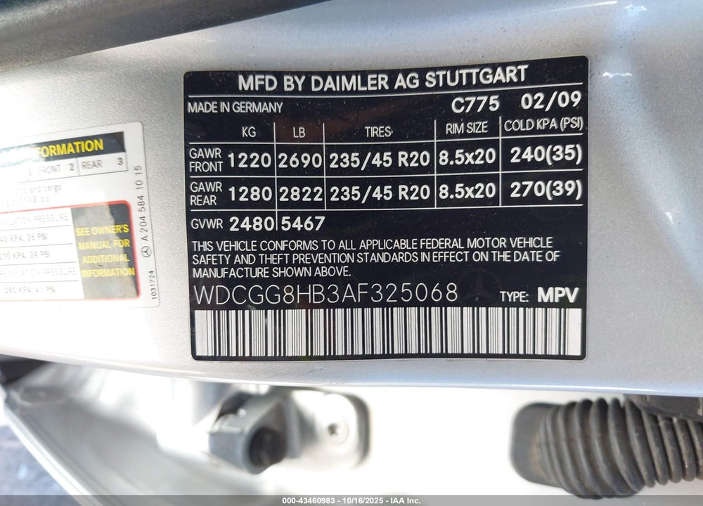 2010 MERCEDES-BENZ GLK 350 4MATIC VIN: WDCGG8HB3AF325068