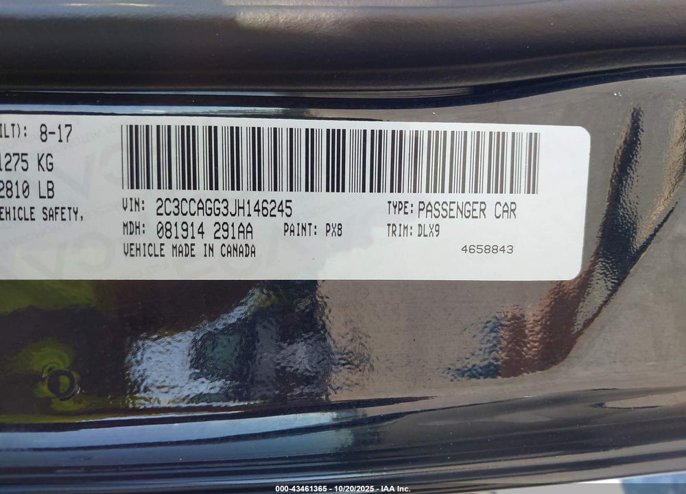 2018 CHRYSLER 300 300S AWD VIN: 2C3CCAGG3JH146245