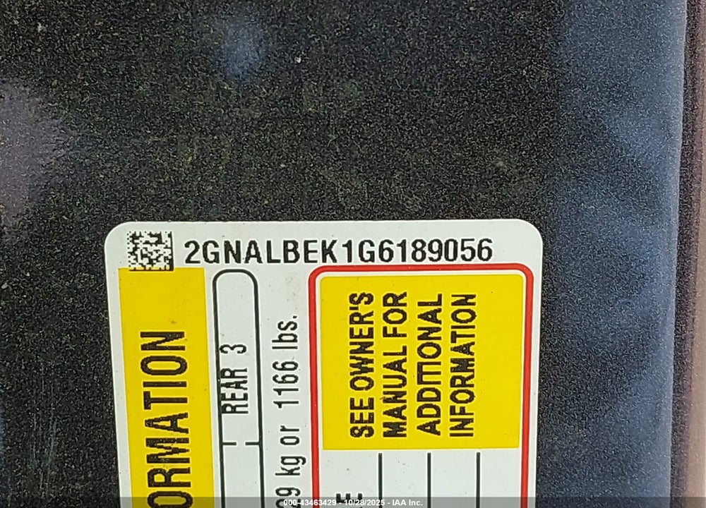 2016 CHEVROLET EQUINOX LS VIN: 2GNALBEK1G6189056