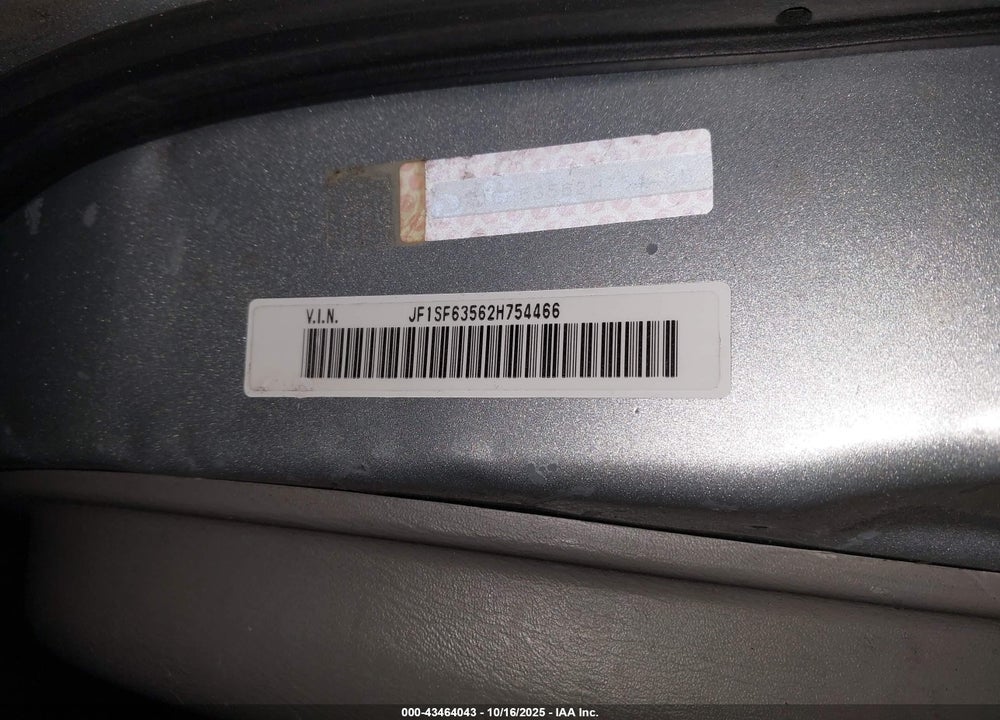 2002 SUBARU FORESTER L VIN: JF1SF63562H754466