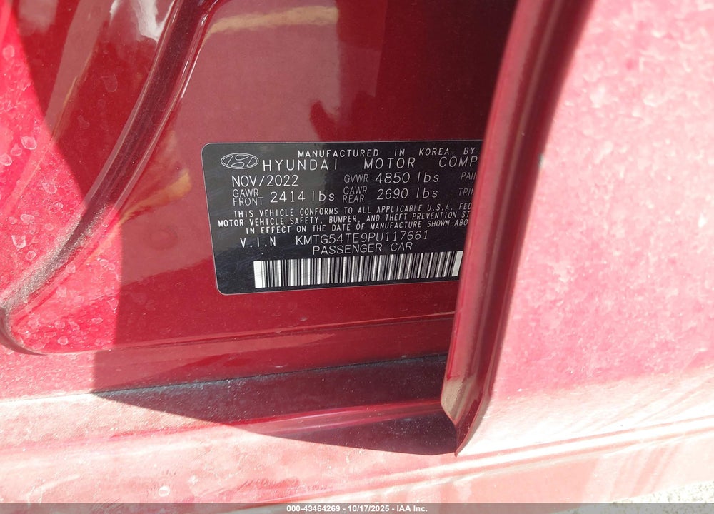 2023 GENESIS G70 3.3T RWD VIN: KMTG54TE9PU117661