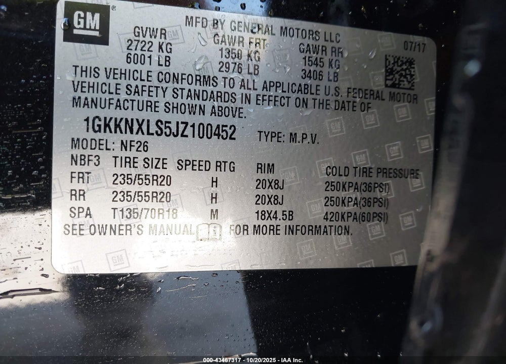 2018 GMC ACADIA DENALI VIN: 1GKKNXLS5JZ100452