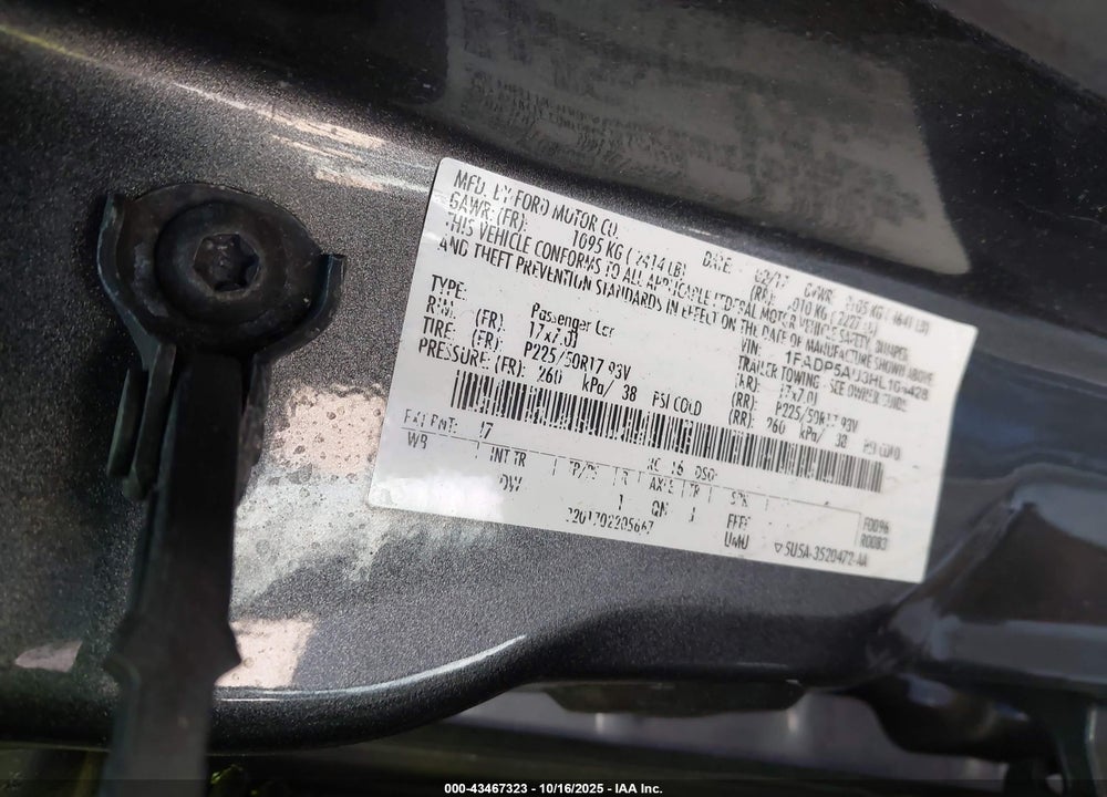 2017 FORD C-MAX HYBRID SE VIN: 1FADP5AU3HL104428