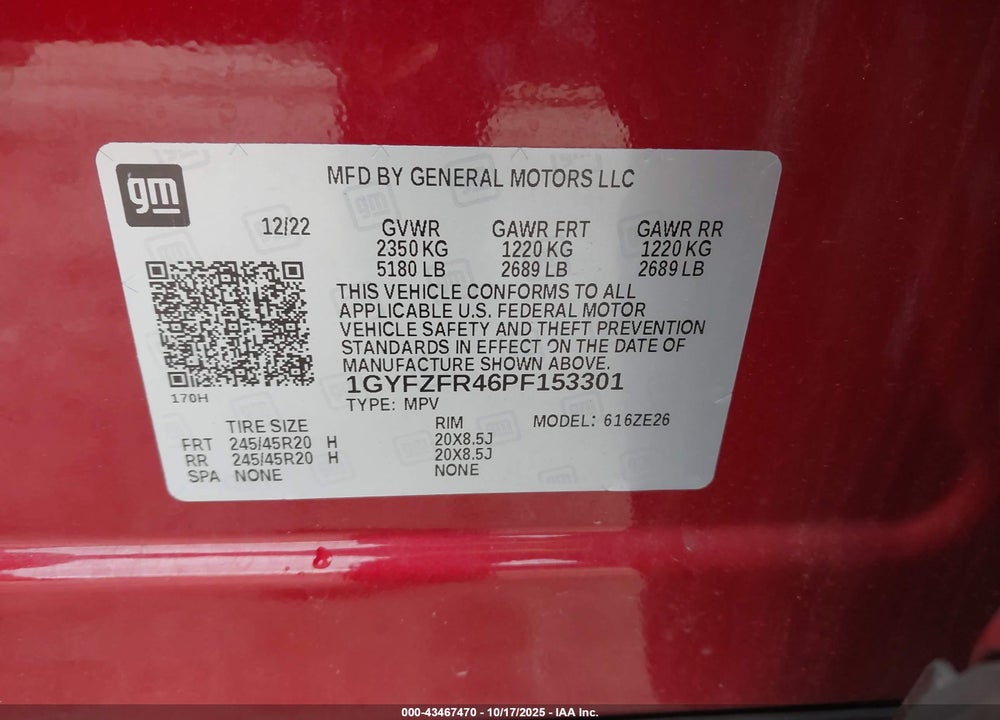 2023 CADILLAC XT4 AWD SPORT VIN: 1GYFZFR46PF153301