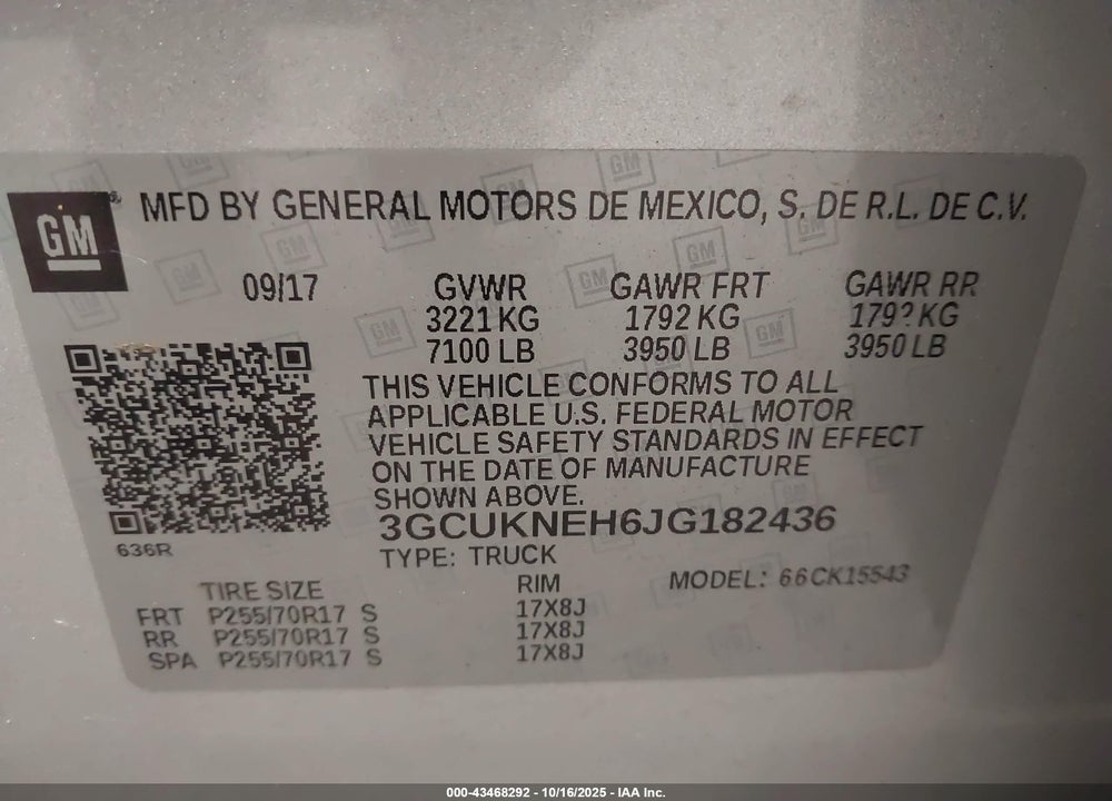 2018 CHEVROLET SILVERADO 1500 WT VIN: 3GCUKNEH6JG182436