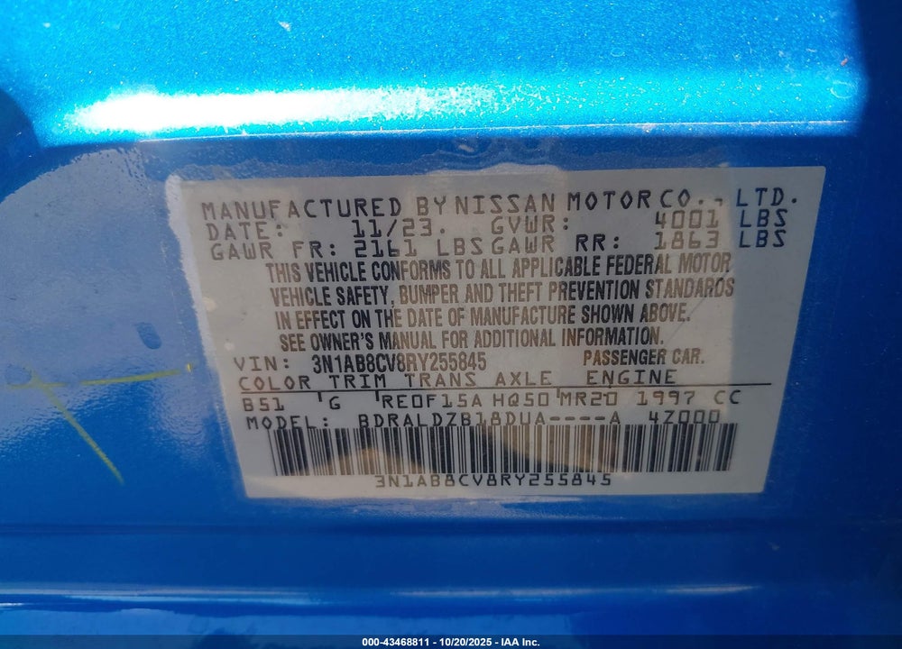 2024 NISSAN SENTRA SV XTRONIC CVT VIN: 3N1AB8CV8RY255845