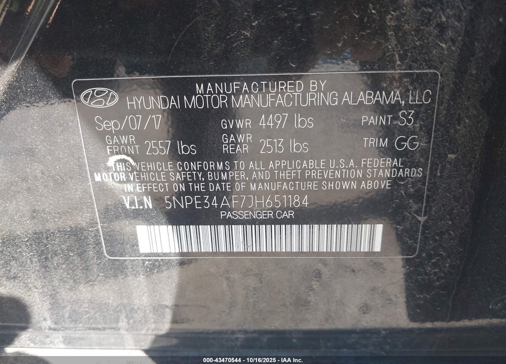 2018 HYUNDAI SONATA SEL VIN: 5NPE34AF7JH651184
