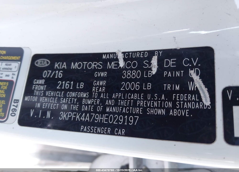 2017 KIA FORTE VIN: 3KPFK4A79HE029197