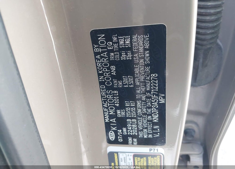 2015 KIA SOUL VIN: KNDJP3A51F7122278