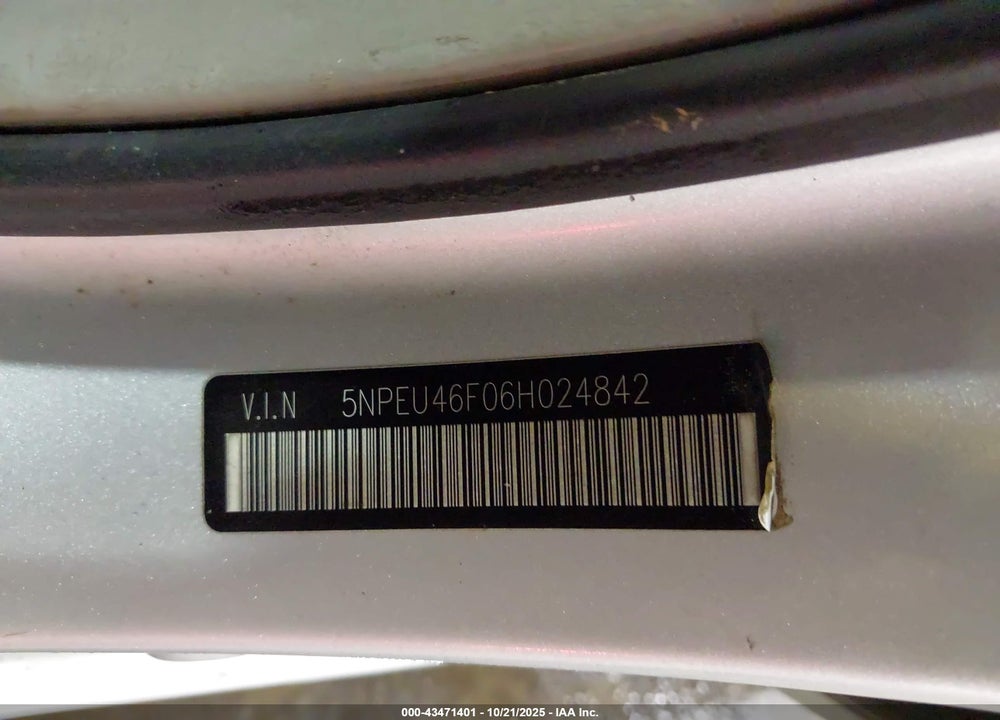 2006 HYUNDAI SONATA GLS V6/LX V6 VIN: 5NPEU46F06H024842