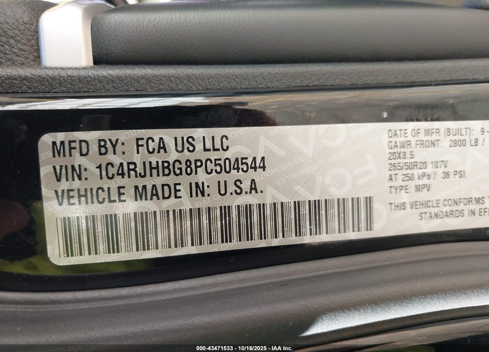 2023 JEEP GRAND CHEROKEE LIMITED 4X4 VIN: 1C4RJHBG8PC504544