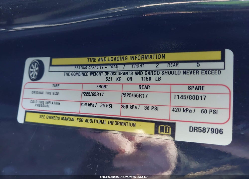 2013 DODGE GRAND CARAVAN R/T VIN: 2C4RDGEG2DR587906