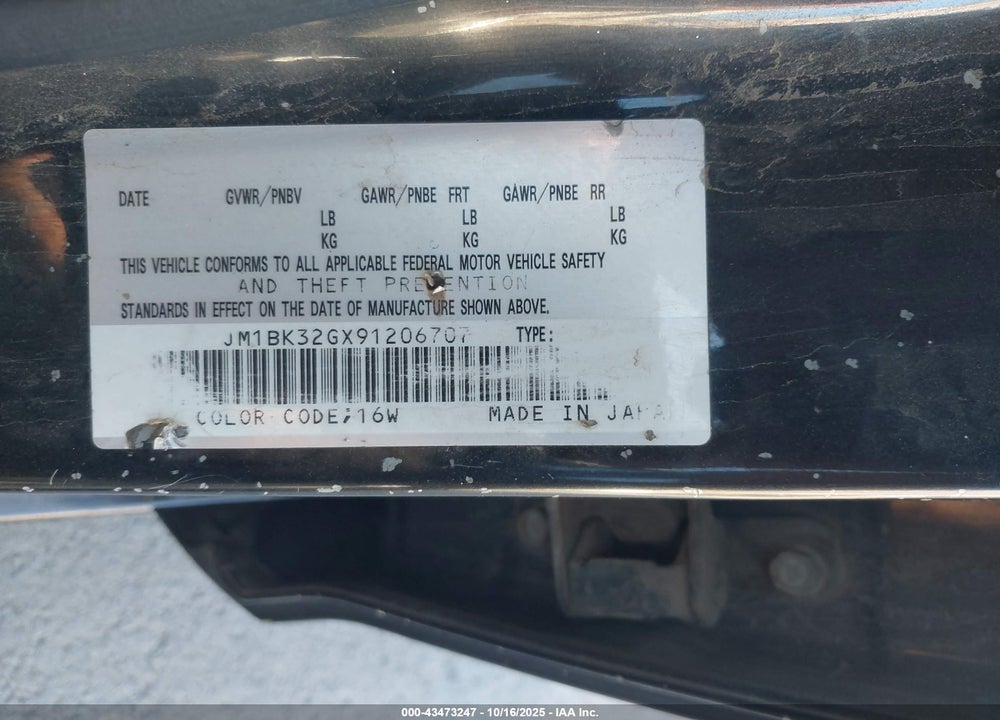 2009 MAZDA 3 I VIN: JM1BK32GX91206707