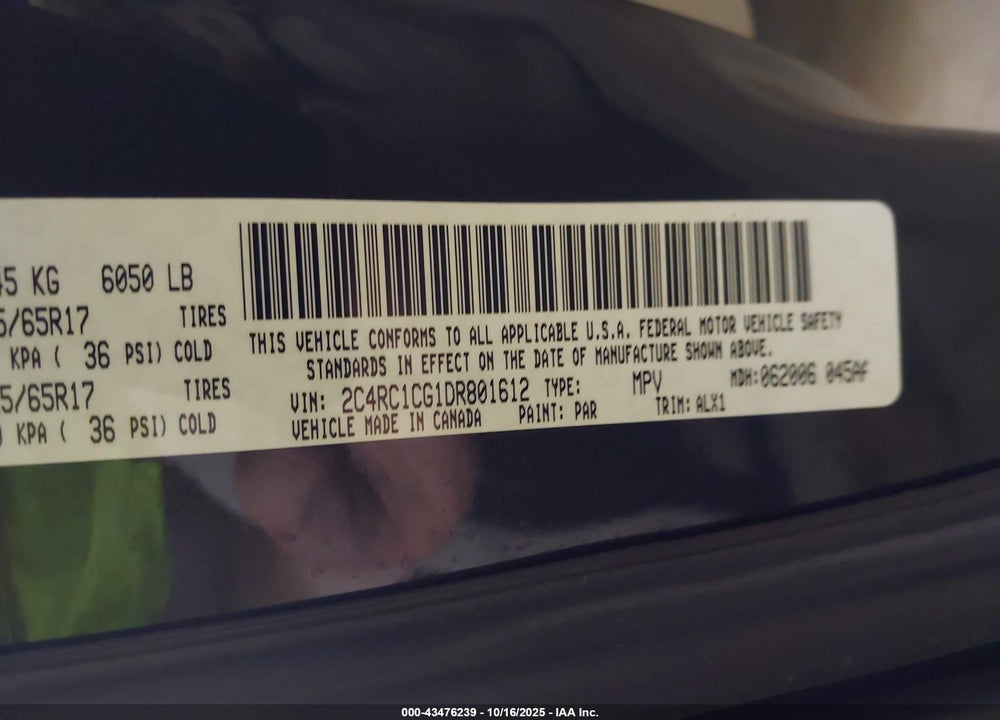 2013 CHRYSLER TOWN & COUNTRY VIN: 2C4RC1CG1DR801612