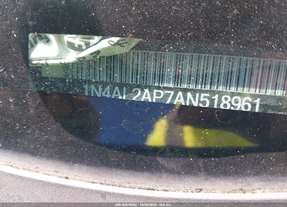 2010 NISSAN ALTIMA 2.5 S VIN: 1N4AL2AP7AN518961