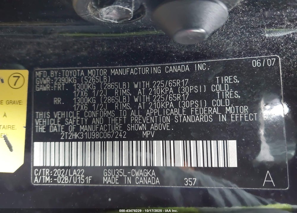 2008 LEXUS RX 350 VIN: 2T2HK31U98C067242