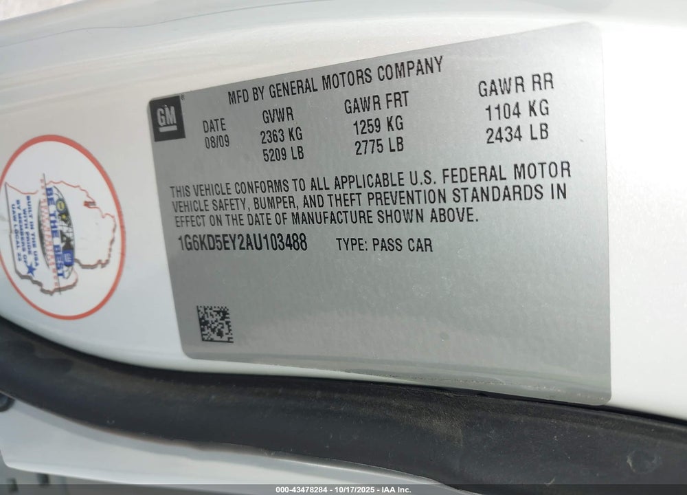 2010 CADILLAC DTS VIN: 1G6KD5EY2AU103488