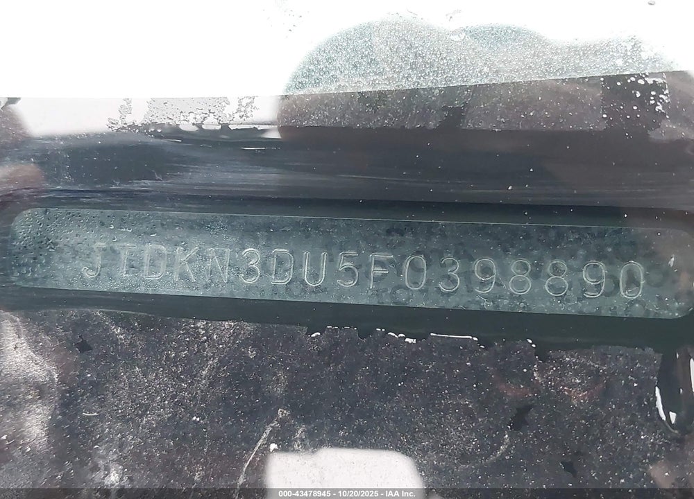 2015 TOYOTA PRIUS VIN: JTDKN3DU5F0398890