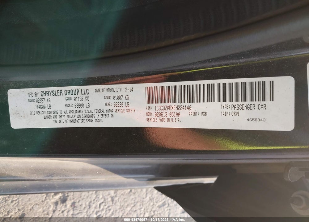 2014 DODGE AVENGER SE VIN: 1C3CDZABXEN224140