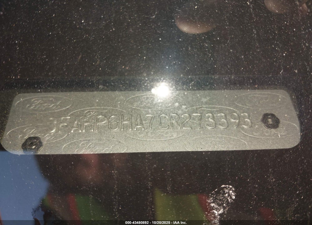 2012 FORD FUSION VIN: 3FAHP0HA7CR273393