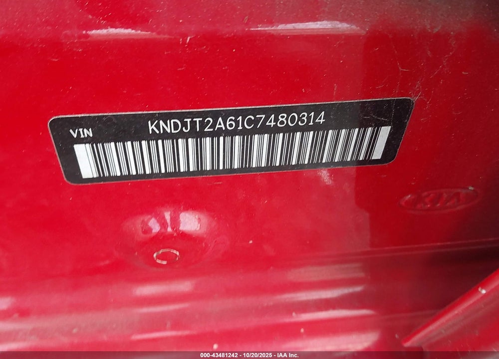 2012 KIA SOUL VIN: KNDJT2A61C7480314
