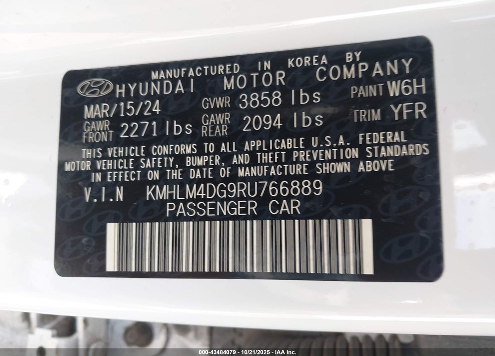 2024 HYUNDAI ELANTRA SEL VIN: KMHLM4DG9RU766889