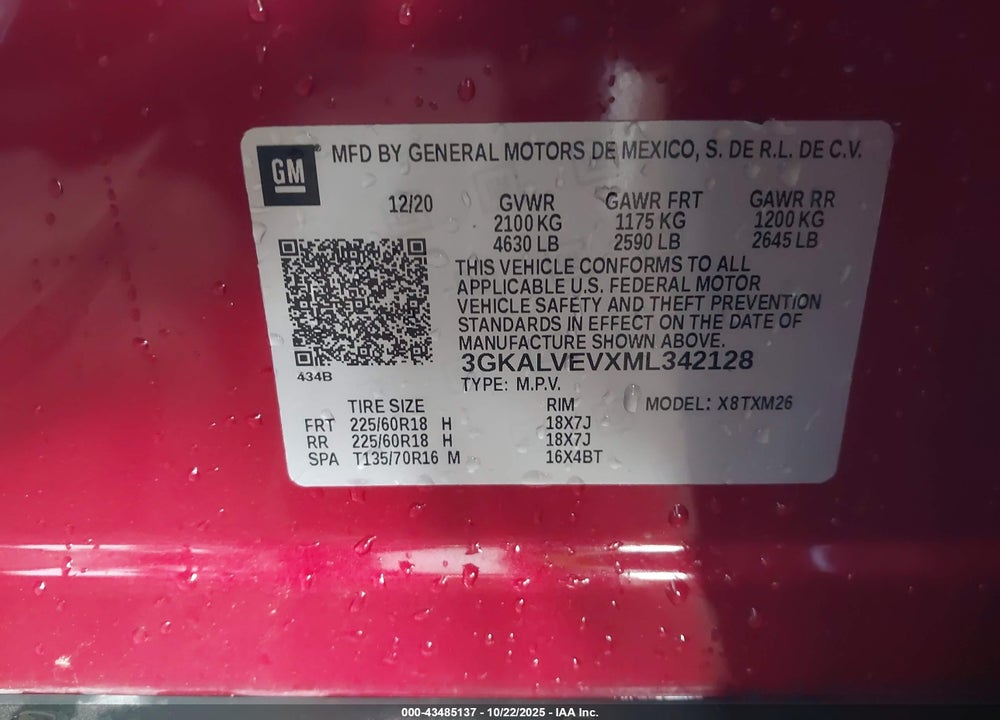 2021 GMC TERRAIN VIN: 3GKALVEVXML342128