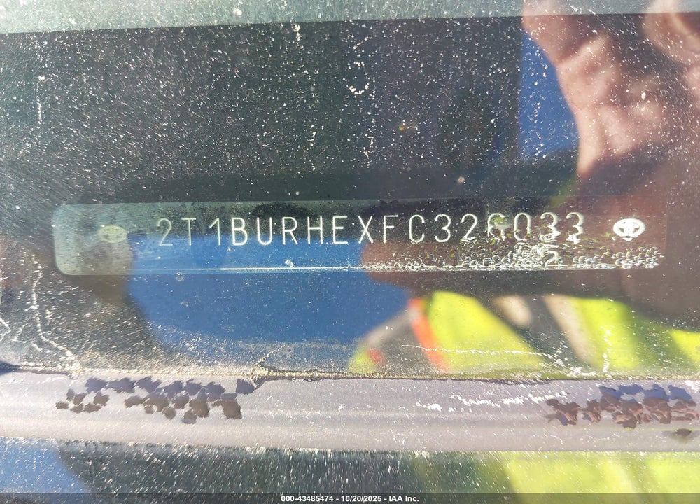 2015 TOYOTA COROLLA S PLUS VIN: 2T1BURHEXFC326033