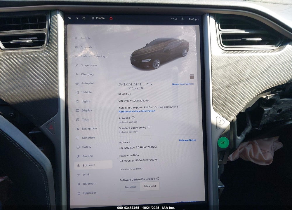 2018 TESLA MODEL S 100D/75D/P100D VIN: 5YJSA1E25JF294259